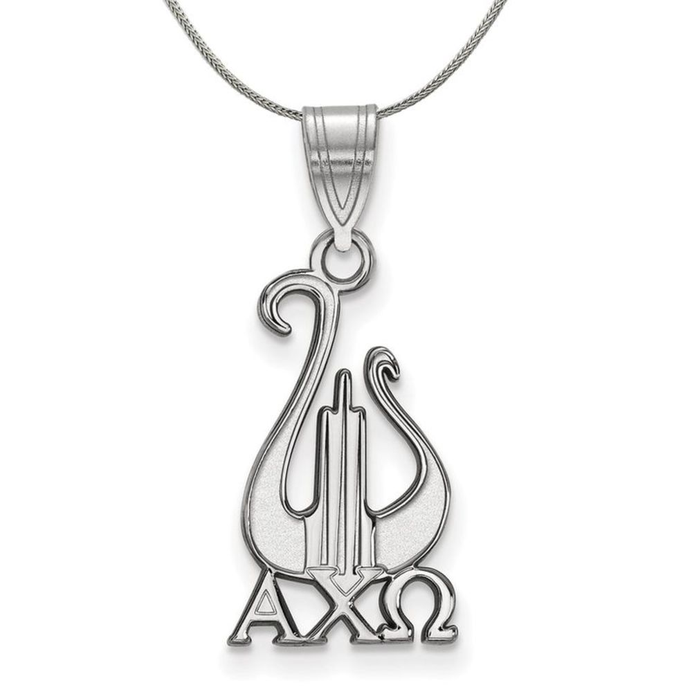 Sterling Silver Alpha Chi Omega Medium Pendant Necklace - 18 Inch